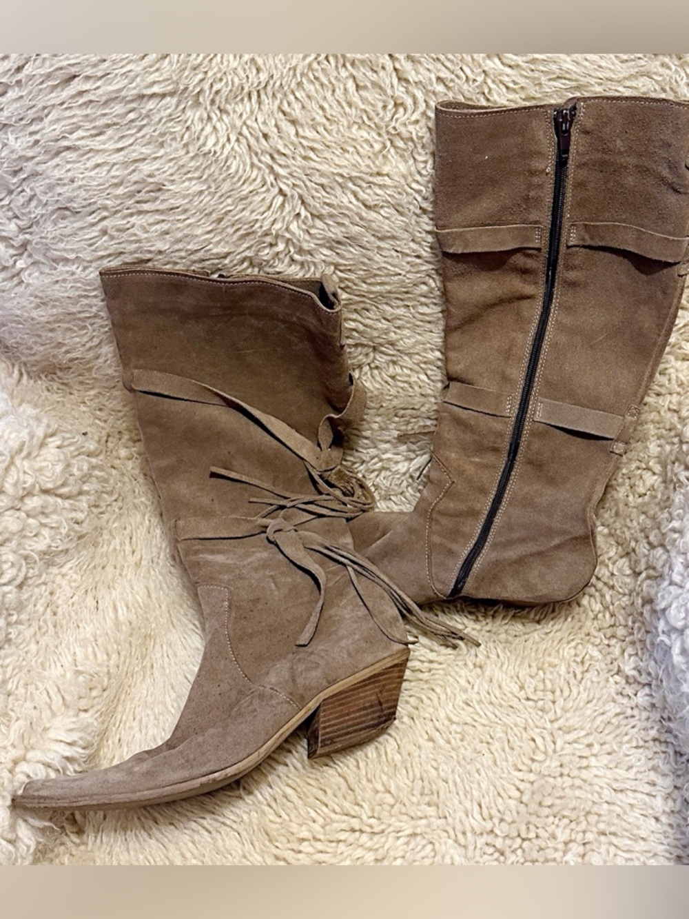 KOKOPELLI - Women's Taupe Suede Mid-Calf Western Boots